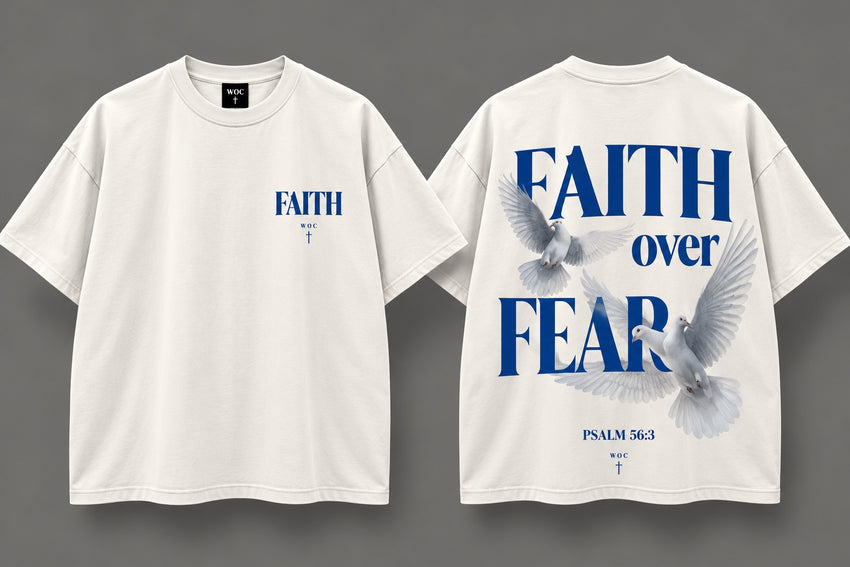 WOC Faith Over Fear Tee white front and back