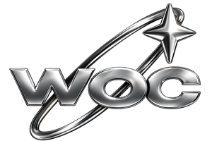 Silver WOC logo with an orbit and four-point star