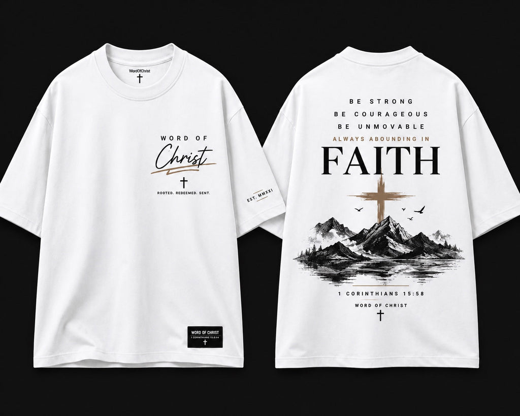 WOC Always Abounding In Faith white T-shirt front and back