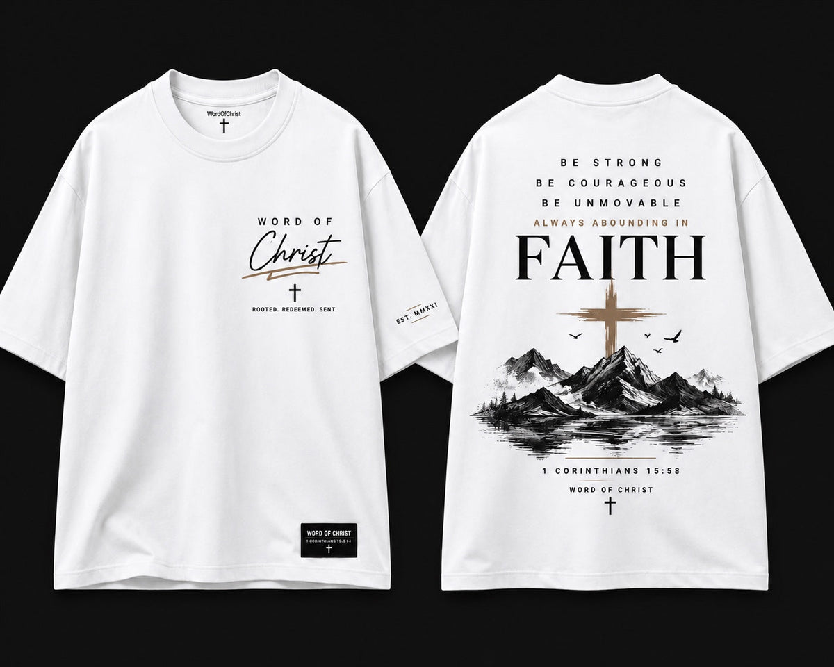 WOC Always Abounding In Faith white T-shirt front and back