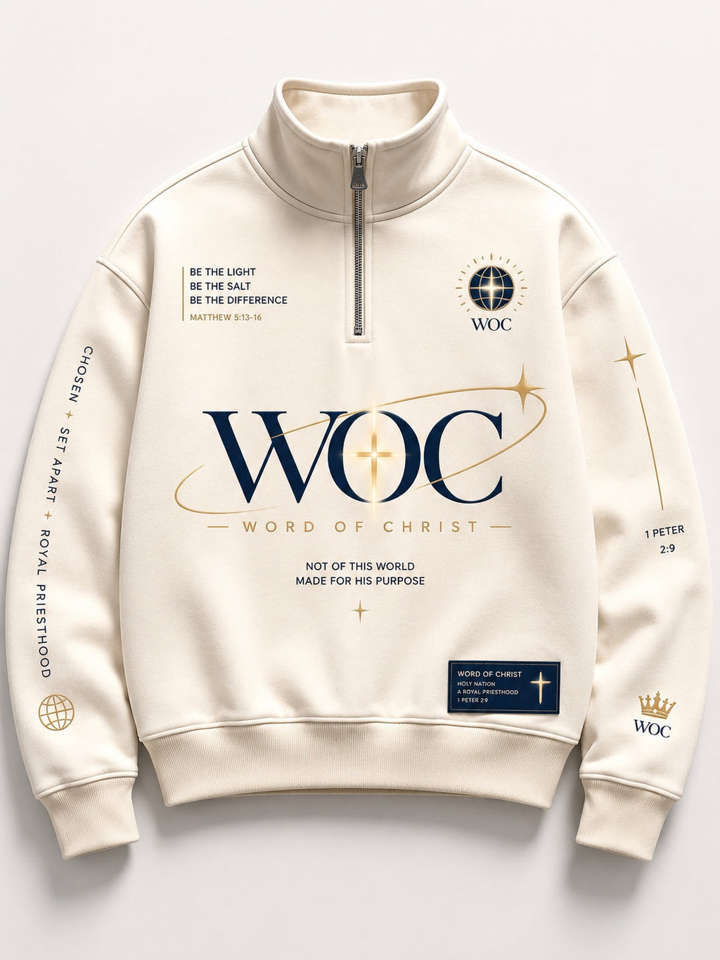 WOC Chosen Set Apart cream quarter-zip sweatshirt