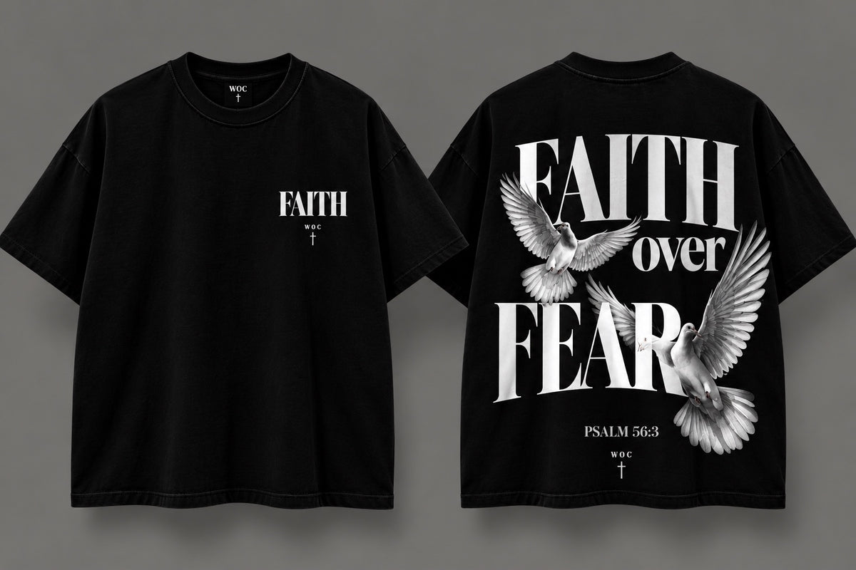 WOC Faith Over Fear Tee black front and back