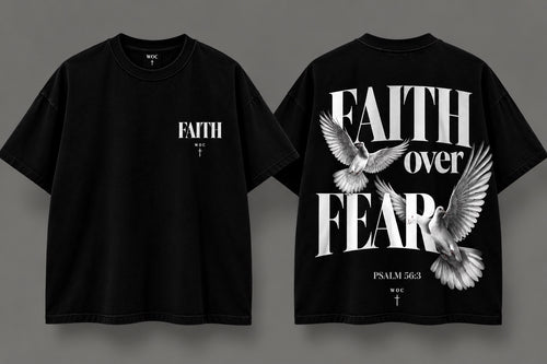 WOC Faith Over Fear Tee black front and back