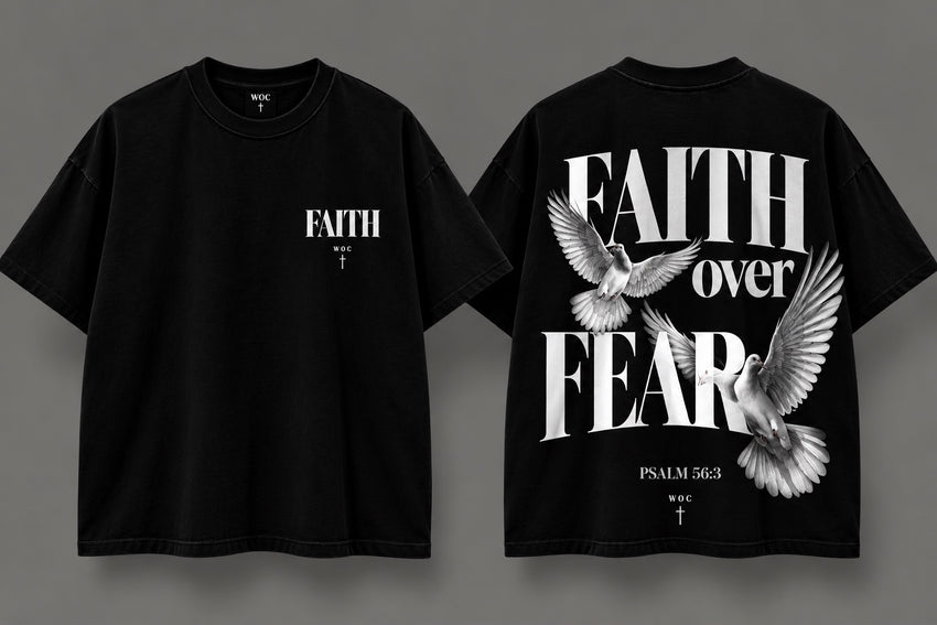WOC Faith Over Fear Tee black front and back
