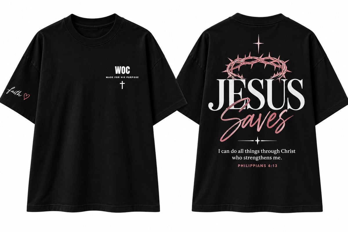 Jesus Saves crown girls exclusive tee black