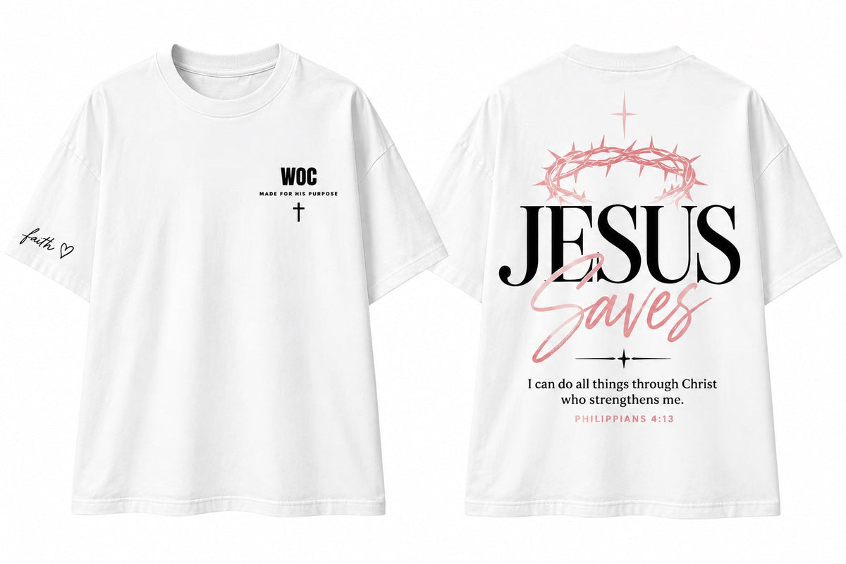 Jesus Saves crown girls exclusive tee white