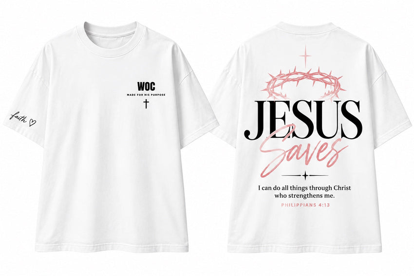 Jesus Saves crown girls exclusive tee white