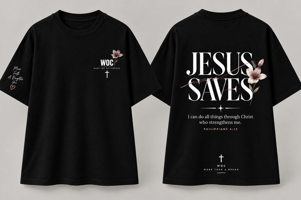 Jesus Saves floral girls exclusive tee black