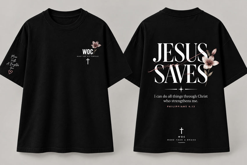 Jesus Saves floral girls exclusive tee black