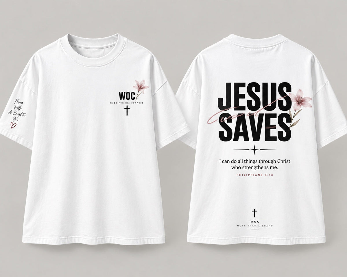 Jesus Saves floral girls exclusive tee white
