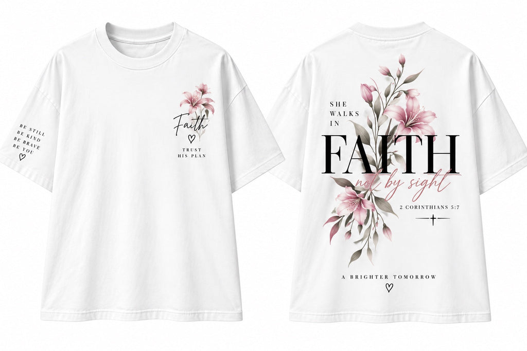 She Walks in Faith girls exclusive tee white