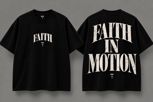 WOC Faith in Motion Tee black front and back