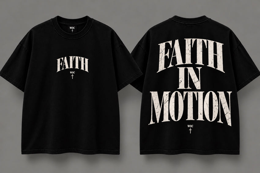 WOC Faith in Motion Tee black front and back