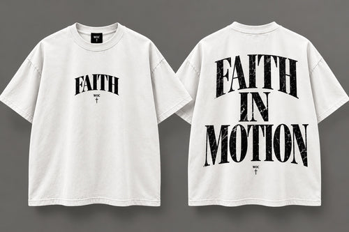 WOC Faith in Motion Tee white front and back
