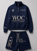 WOC navy quarter-zip tracksuit set