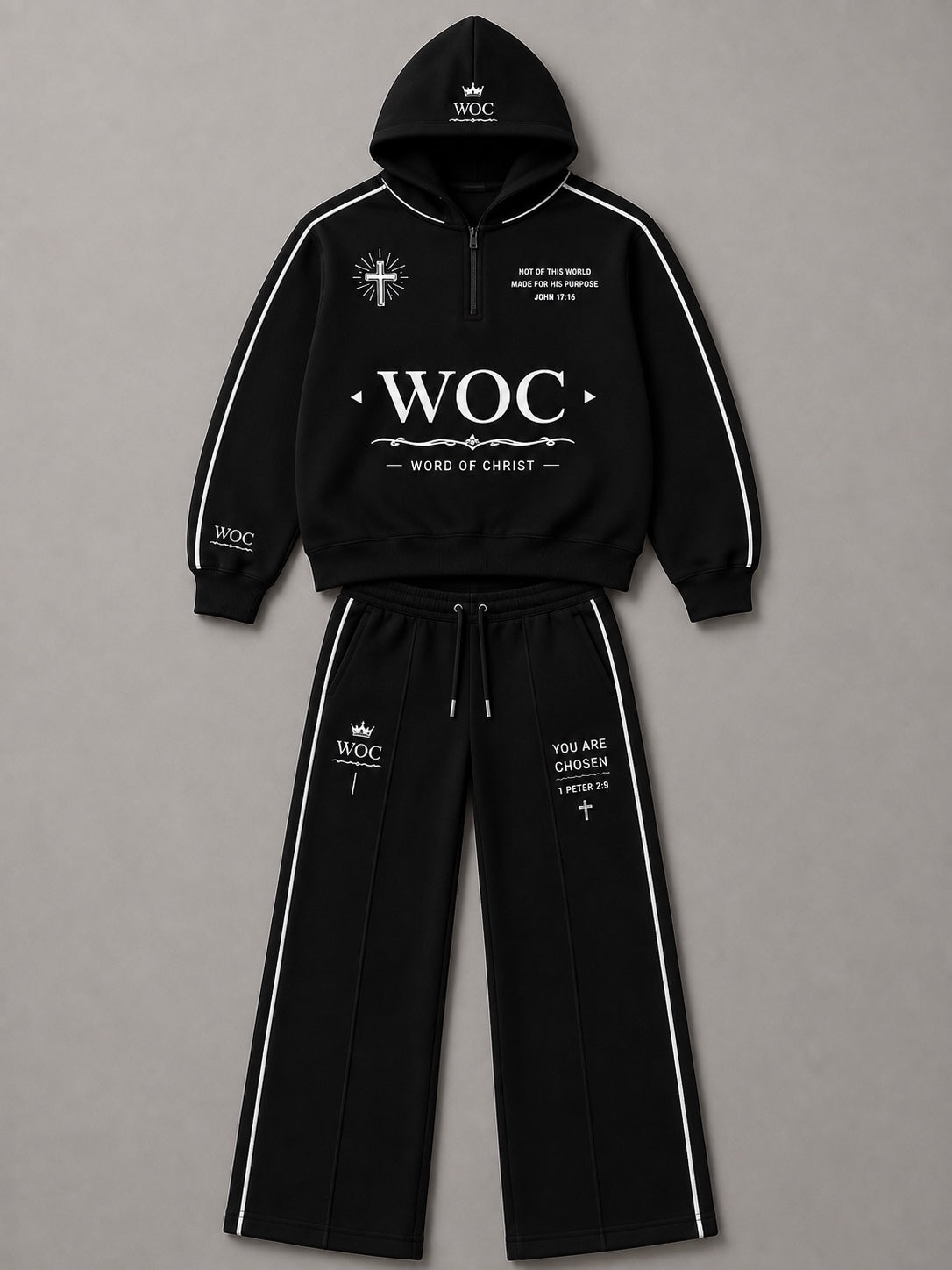 WOC black tracksuit set